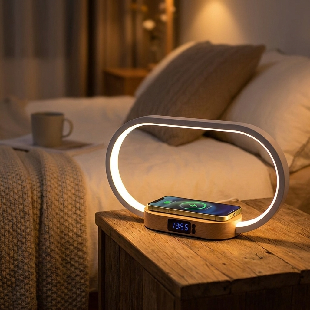 Bedside touch lamp on nightstand - lifestyle