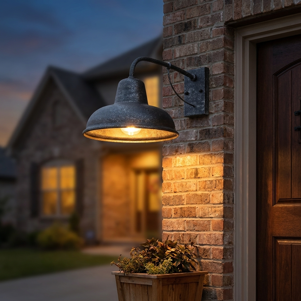Retro LED outdoor wall lamp installed - lifestyle