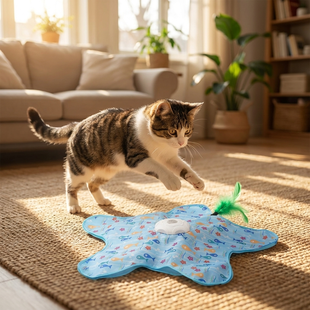 Smart electric cat toy in play - lifestyle