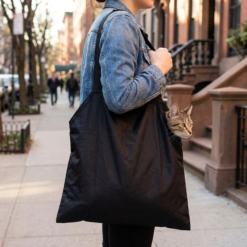 Portable pet carry bag in use - lifestyle