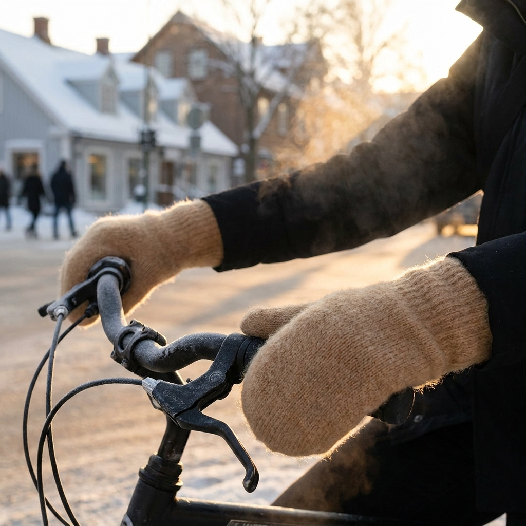 Warm padded riding gloves worn - lifestyle