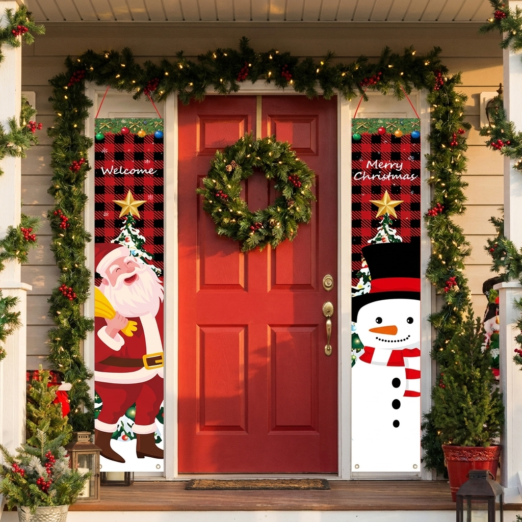 Christmas decorative banner hung - lifestyle