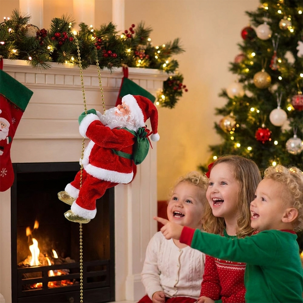 Electric Santa climbing ladder toy displayed - lifestyle