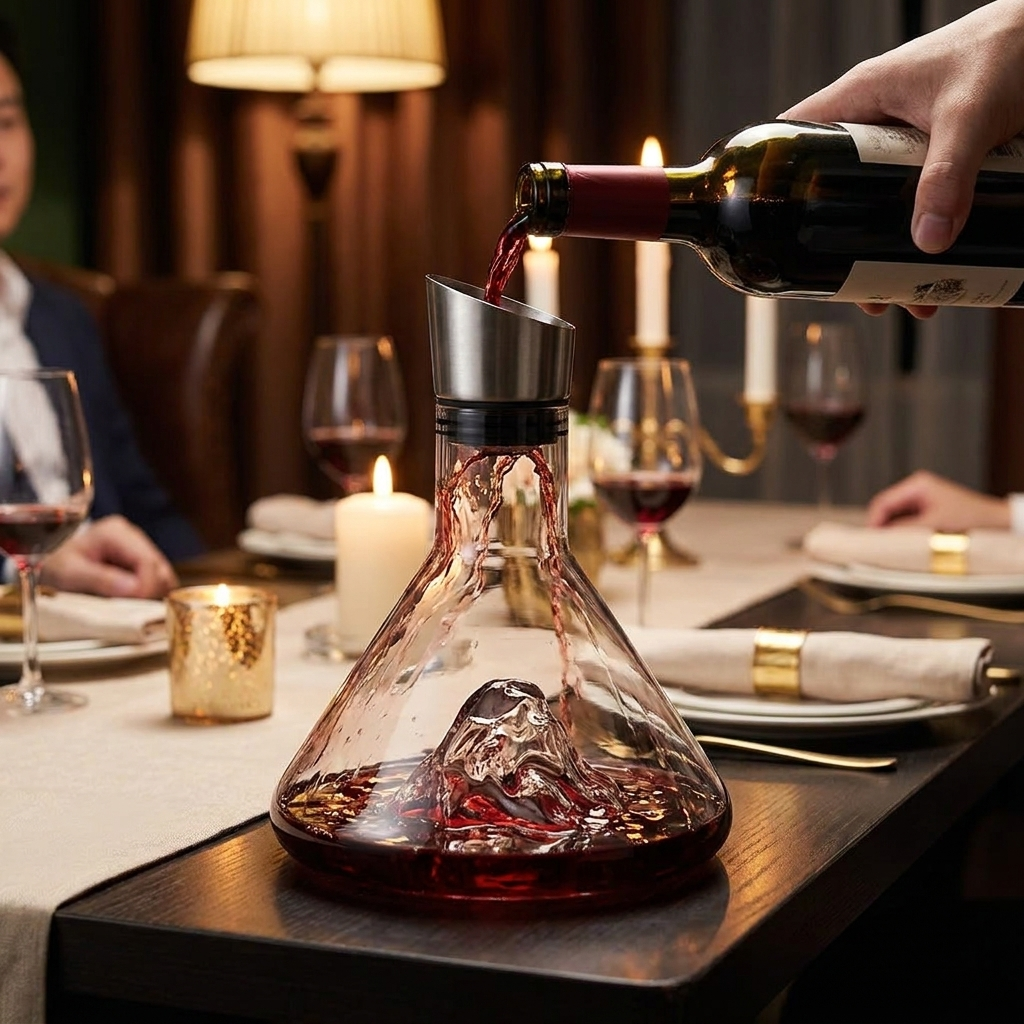 Iceberg waterfall wine decanter in use - lifestyle
