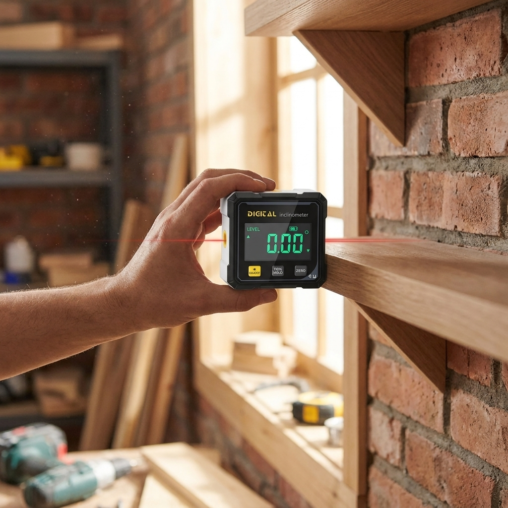 Digital laser angle level in use - lifestyle