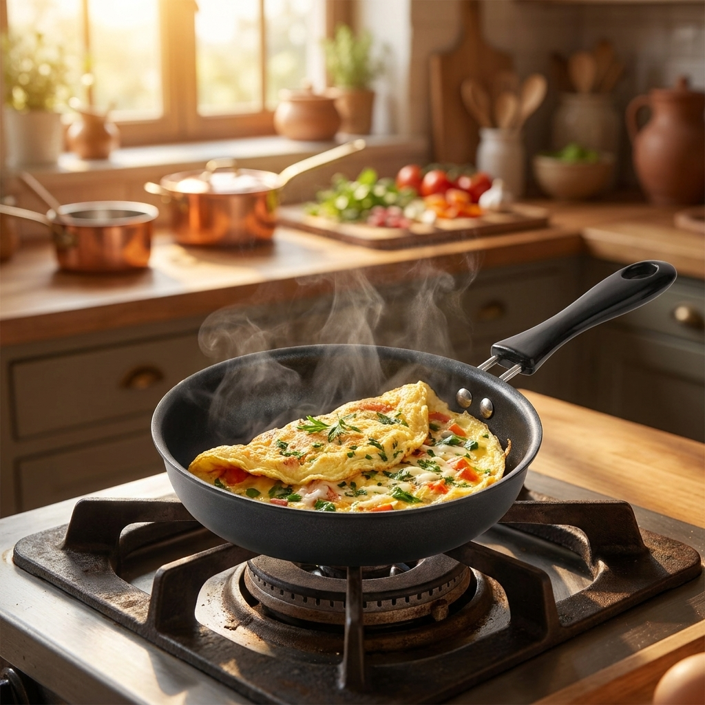 Cast iron pan cooking, lifestyle