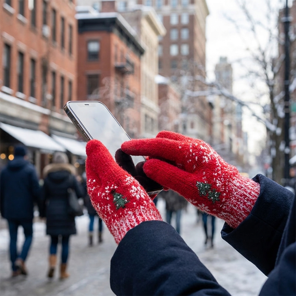 Touchscreen gloves worn, lifestyle