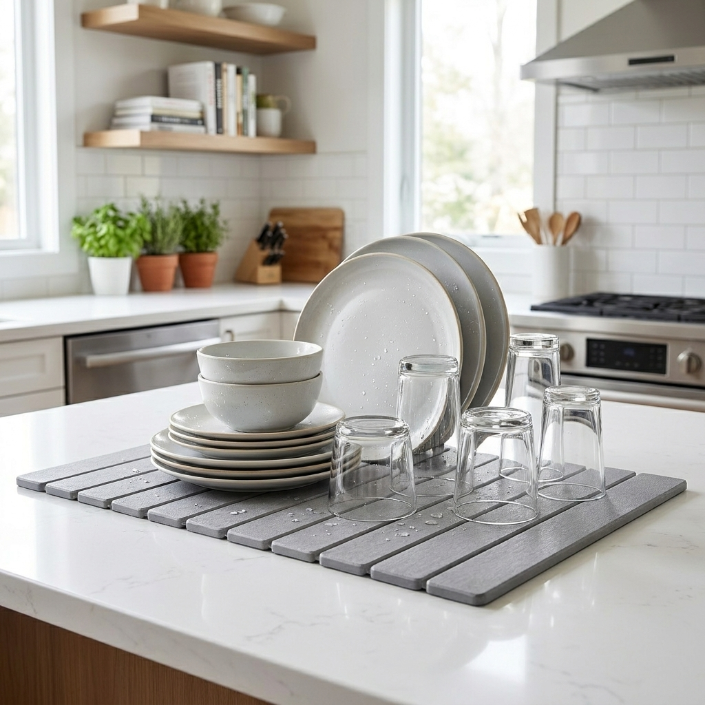 Drying mat in kitchen, lifestyle