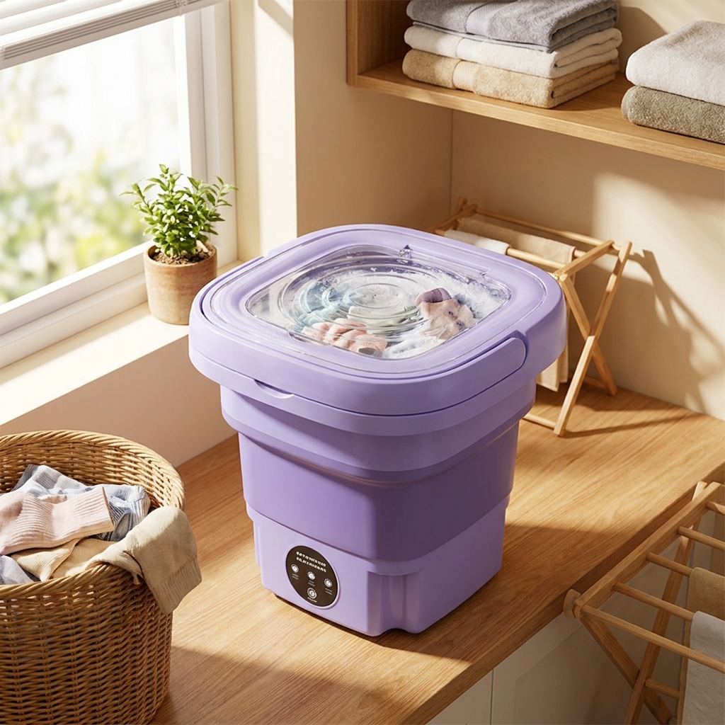Mini washing machine in use, lifestyle
