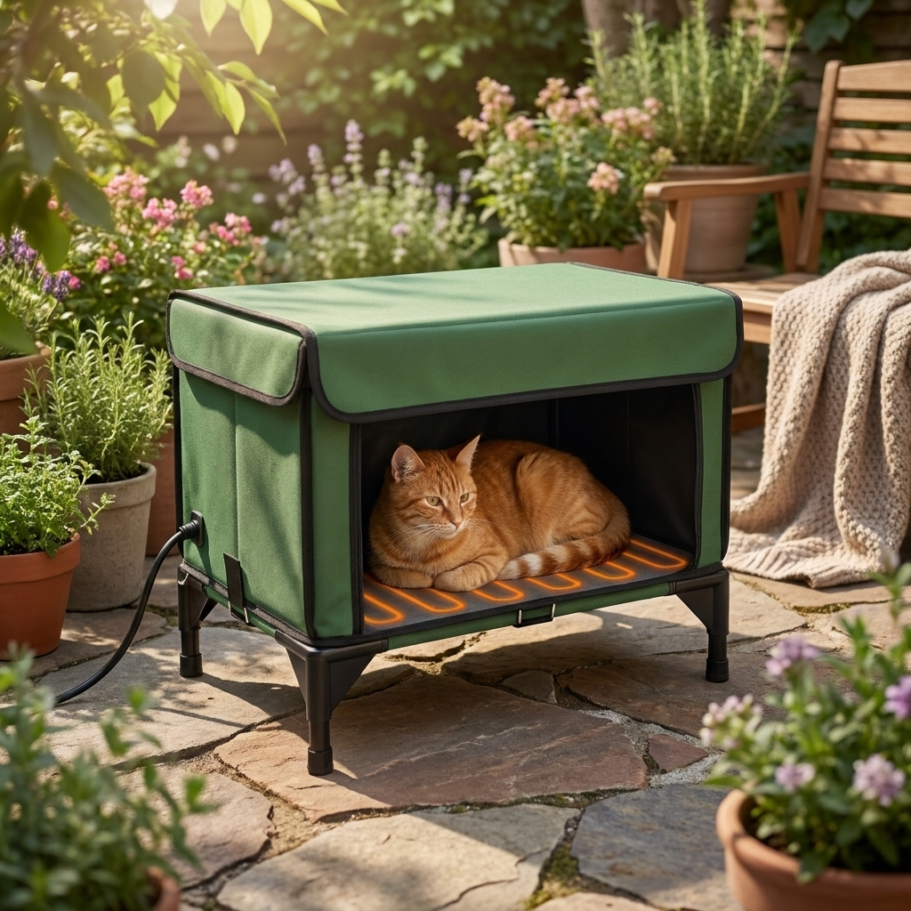 Cat house with cat, lifestyle