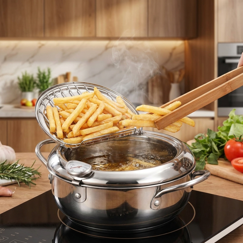 Frying basket in use, lifestyle