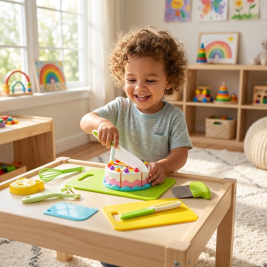 Toy cake played by child, lifestyle