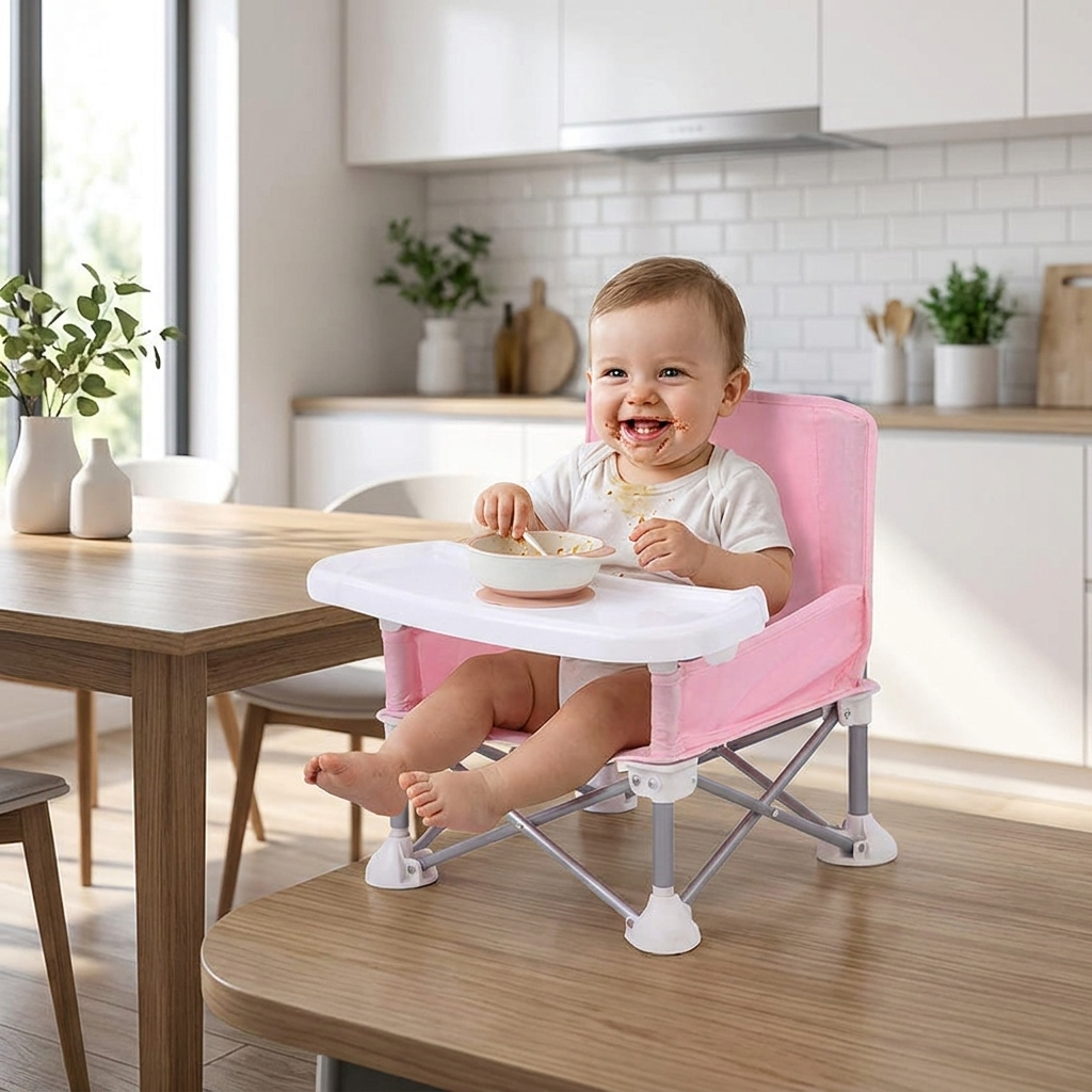 Baby dining chair in use, lifestyle