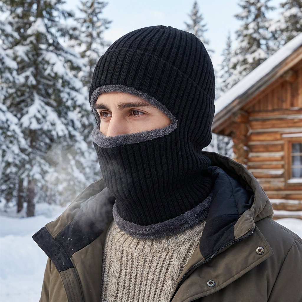 Knitted neck hat worn, lifestyle