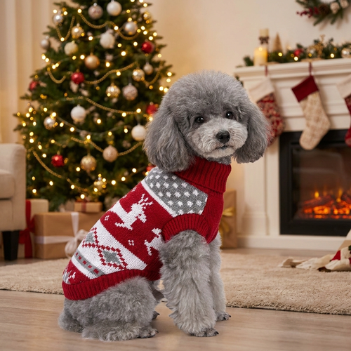 Dog Christmas sweater worn, lifestyle
