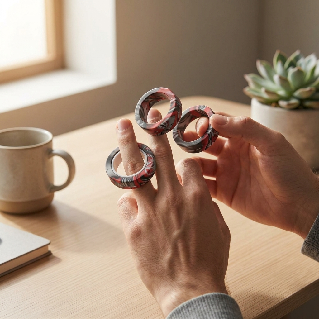 Fidget ring in use, lifestyle
