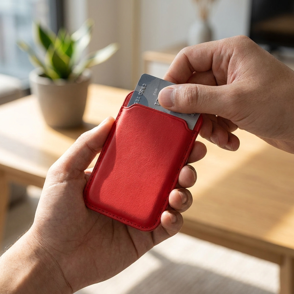 Card holder in use, lifestyle