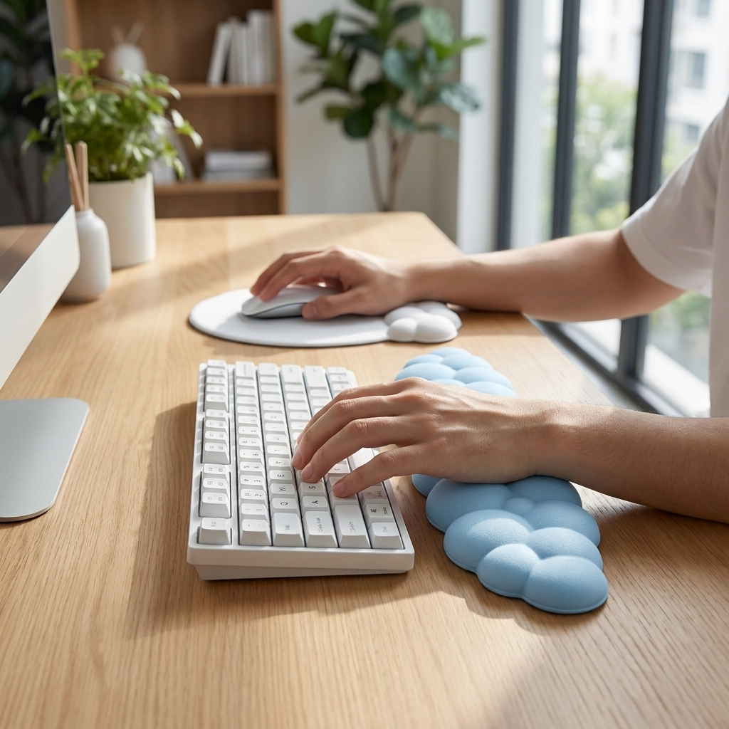 Wrist rest on desk, lifestyle