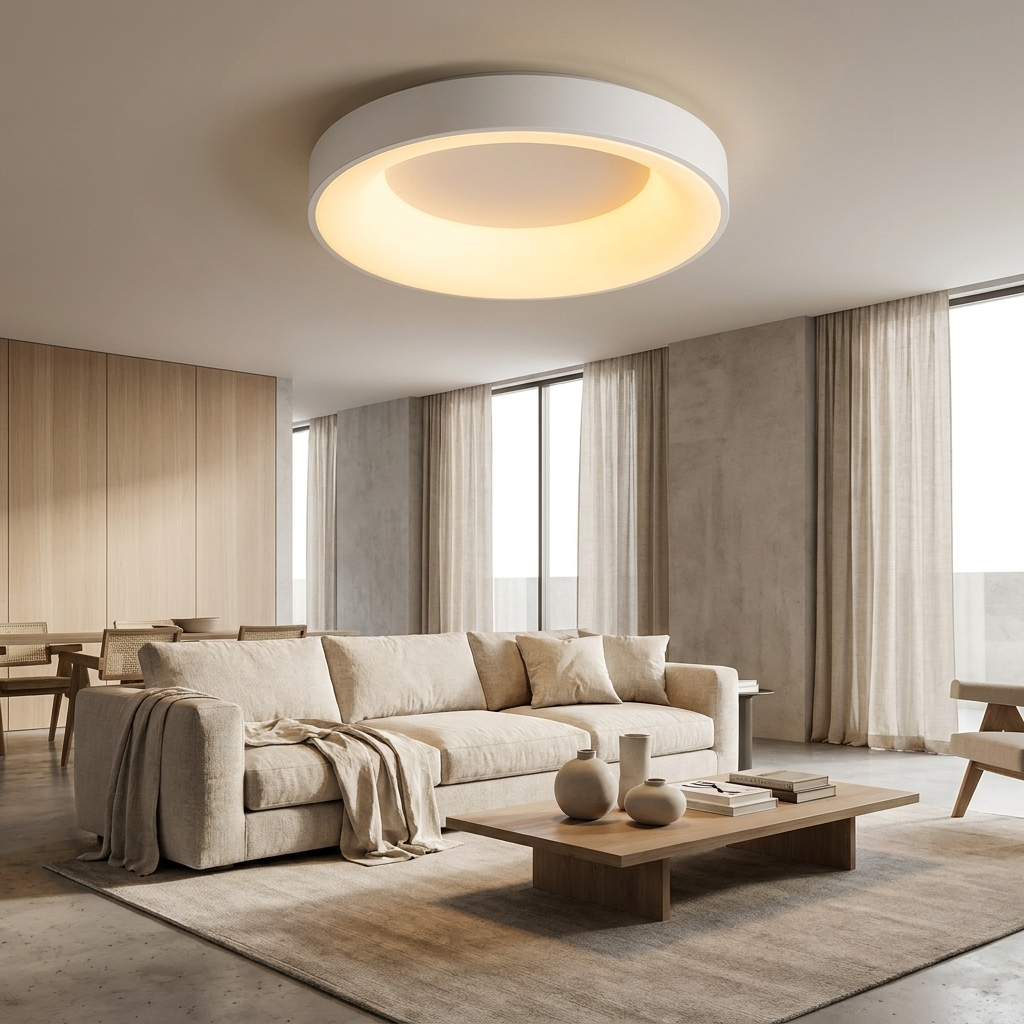 Ceiling light glowing, lifestyle