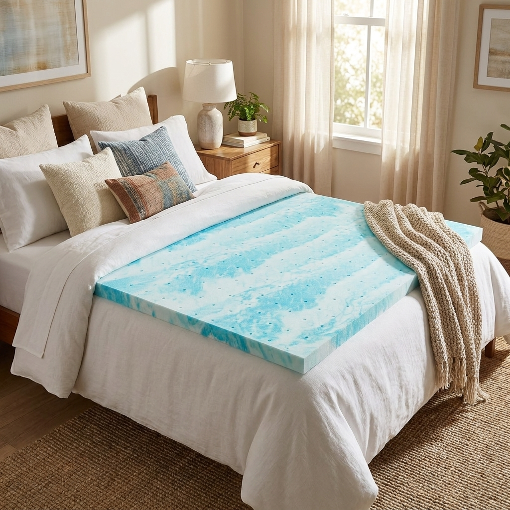 Mattress topper on bed, lifestyle